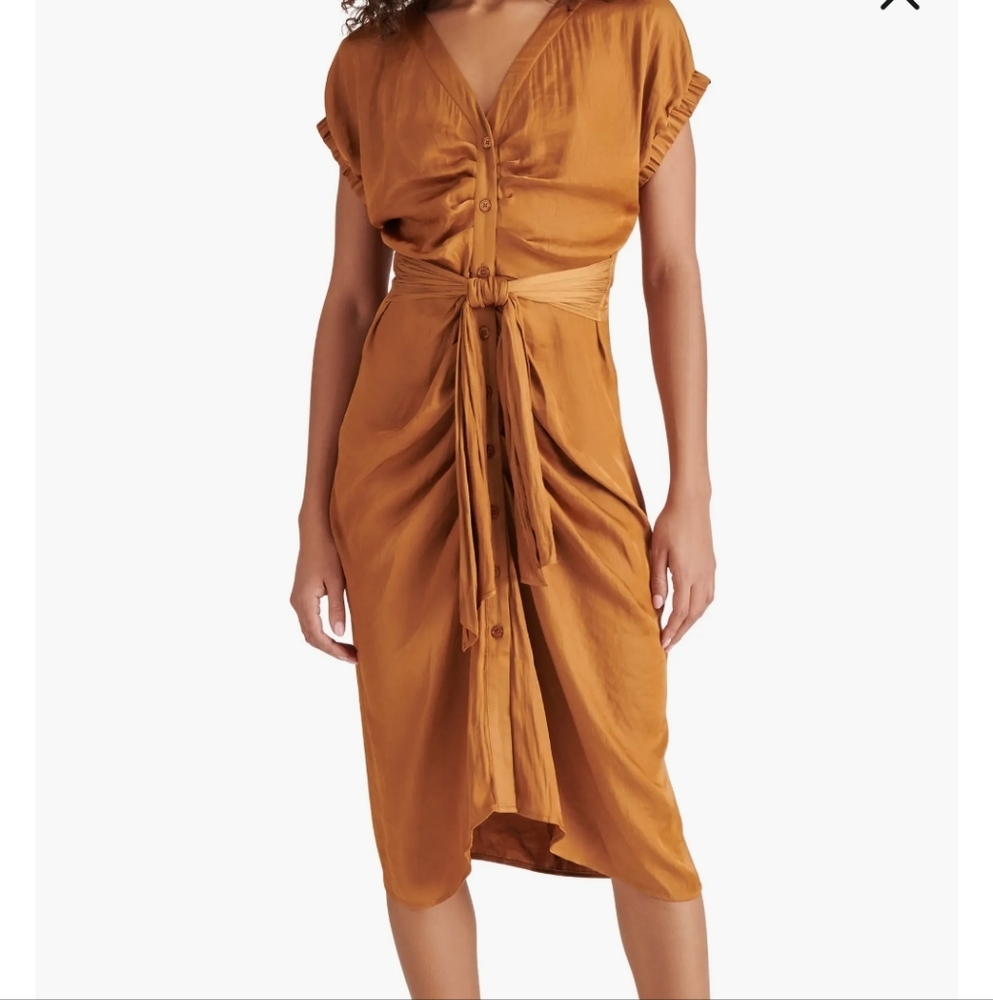 Elegant Tan Midi Dress
